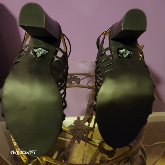 Express Strappy Gladiator Ankle Strap Heeled Sandal Black Women's Sz: 10 NWOT - Picture 9 of 10